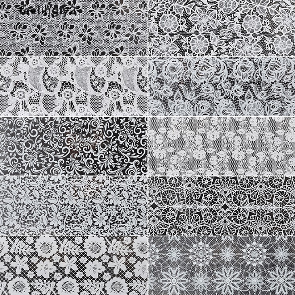 [Hàng Có Sẵn] Bộ 10 Miếng Dán Móng Tay Nghệ Thuật Họa Tiết Ren Hoa Lá Màu Trắng (F)