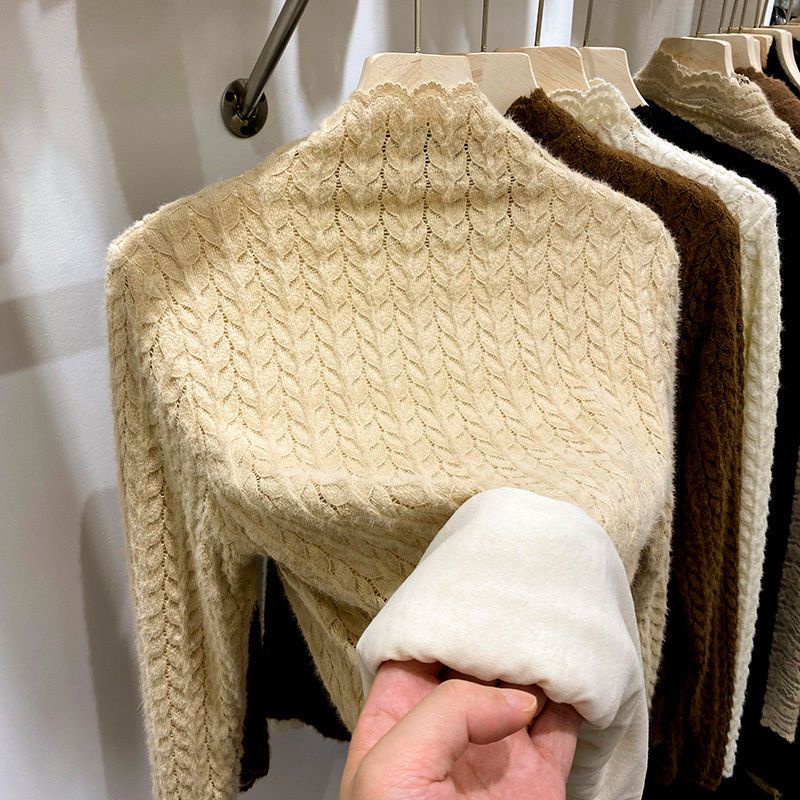 Áo Lót Lông Cừu Dày Phối Ren Thời Trang Cho Nữ