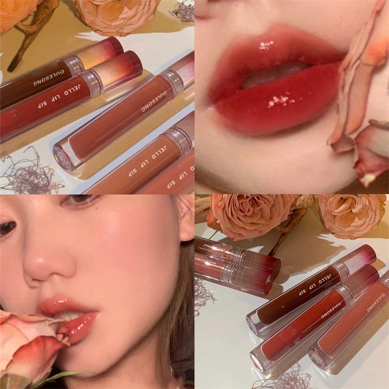 Son Bóng Oulesong Màu Nude Nhạt Mềm Mượt Nuôi Dưỡng Môi Chống Thấm Nước S003