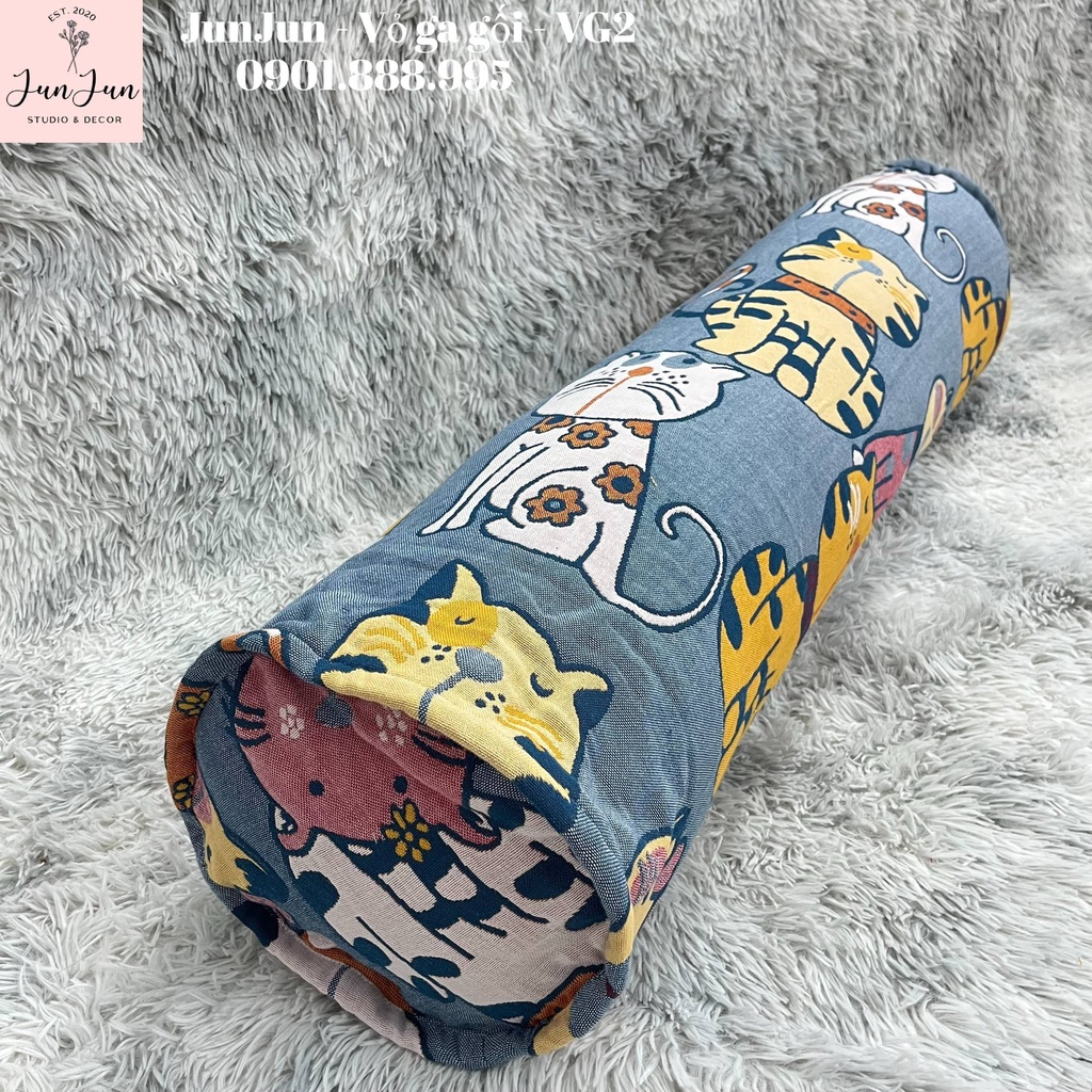 [SALES SỐC]V2_Vỏ gối ôm vải Xô Cotton Organic cao cấp có khoá kéo