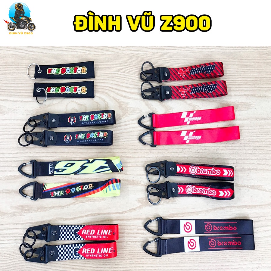 Móc khóa The Doctor, Moto GP, Brembo, Redline đầu bấm CHẮC CHẮN, dây vải DÀY DẶN, logo sắc nét không phai màu