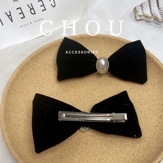 Kẹp Tóc Nơ Đính Hạt Ngọc Oval | CHOU ACCESSORIES |