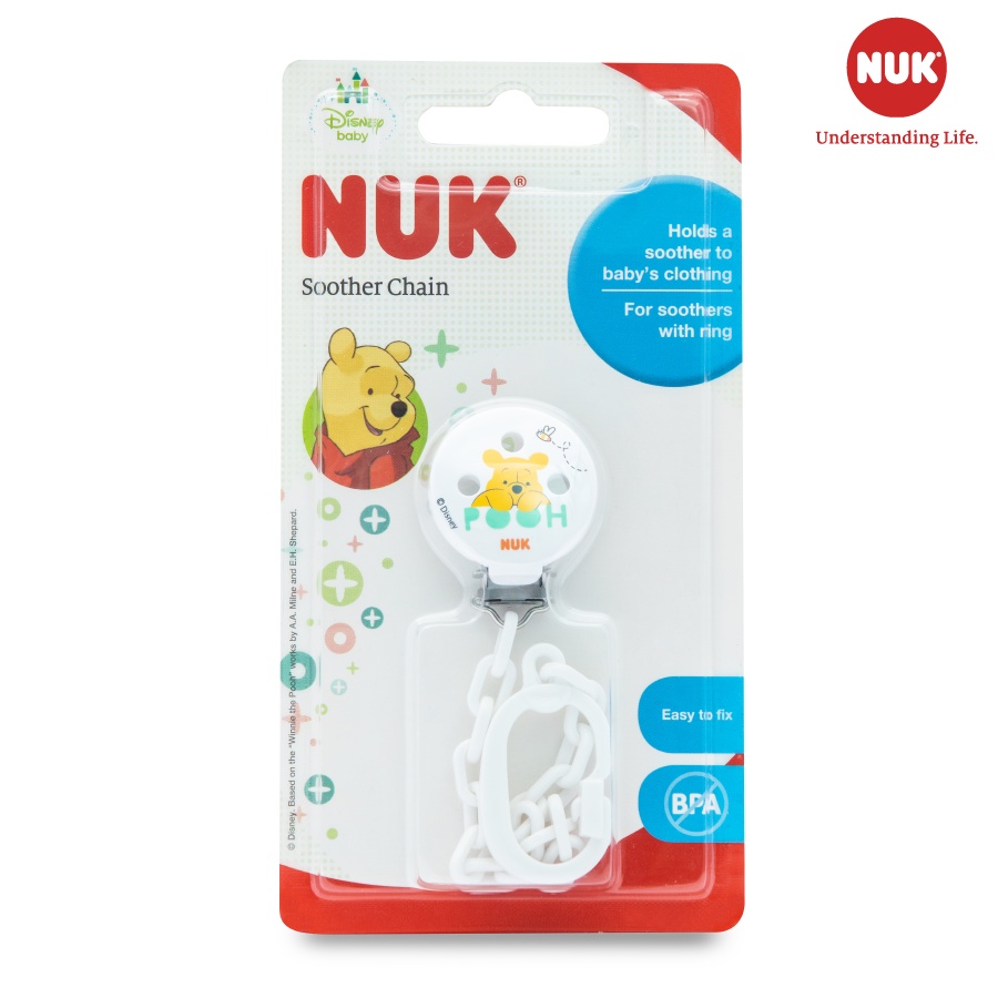 Dây đeo ti giả NUK nhựa Tritan thân thiện cho bé 0-36 tháng siêu nhẹ nhiều họa tiết 220mm Homedy Kids