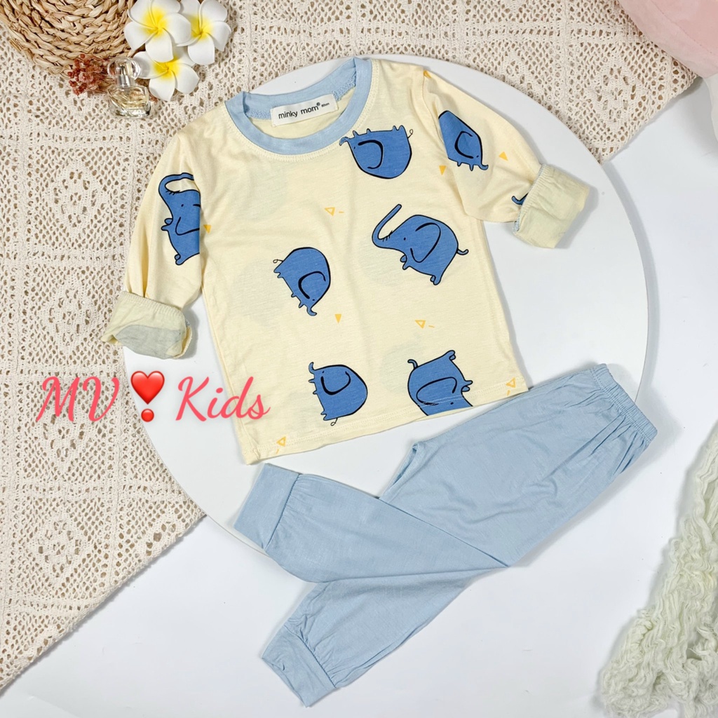 Bộ MINKY MOM Bé Trai Bé Gái 8-27kg Đồ Bộ Dài Tay Thu Đông Vải Thun Lạnh Thoáng Mát Hình Động Vật Cho Bé 0-5 Tuổi MÃ 8