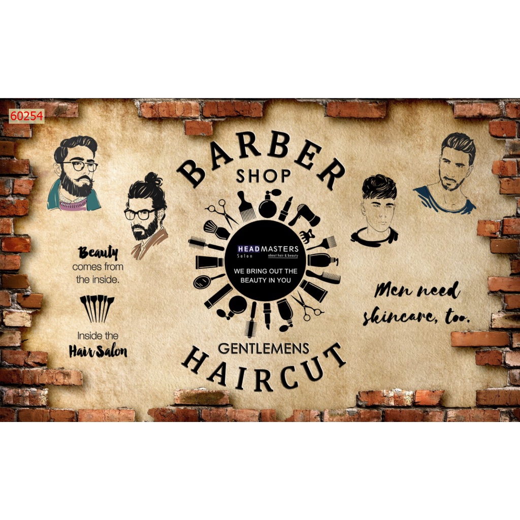 Tranh decal dán trang trí quán cắt tóc nam barber hiện đại, phong cách