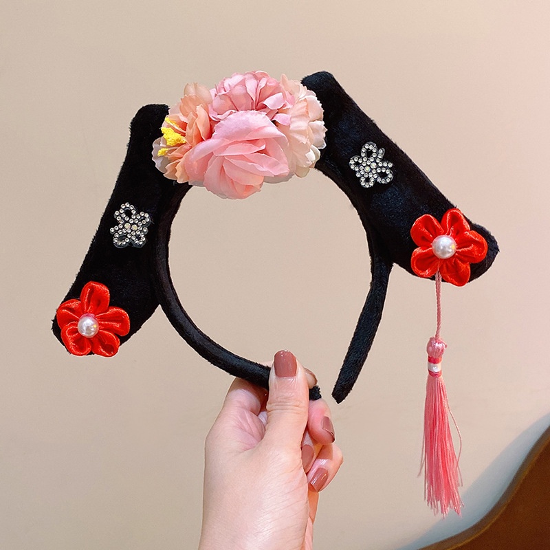 Băng Đô Cài Tóc Đính Ngọc Trai Tua Rua Phong Cách Trung Hoa Cổ Điển