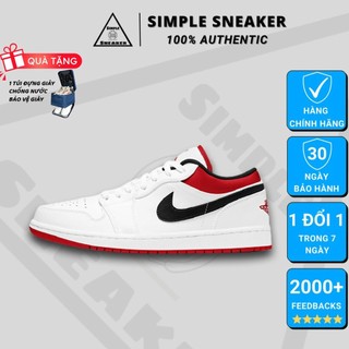 Giày Jordan 1 Chính Hãng 💙FREESHIP💙 Nike Air Jordan 1 Low White University Red- Giày JD1 Cổ Thấp Auth- Simple Sneaker