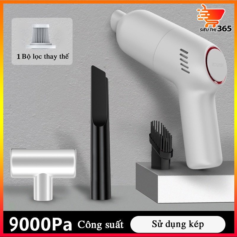 Máy hút bụi cầm tay mini, máy hút bụi giường, ô tô không dây 9000pa BẢO HÀNH 24 Tháng