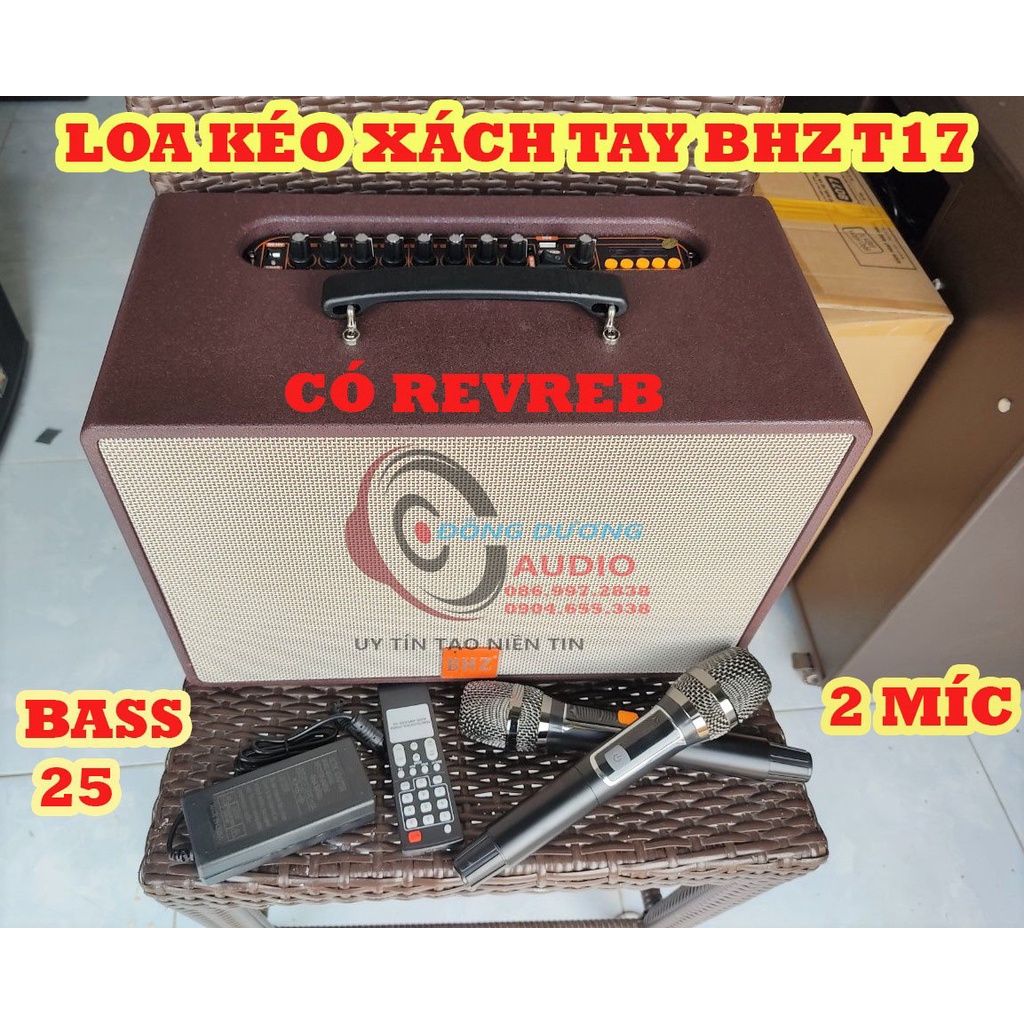 LOA DI ĐỘNG CM-AUDIO BHZ T17 - LOA XÁCH TAY BLUETOOTH - KÈM 2 MICRO KHÔNG DÂY - LOA KÉO VALY