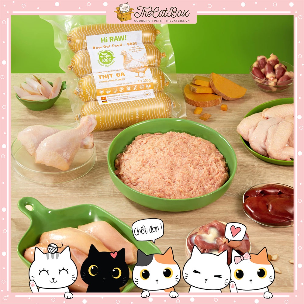 Hi Raw - Raw cat food - Thức ăn tươi mô phỏng chế độ ăn tự nhiên của mèo cưng
