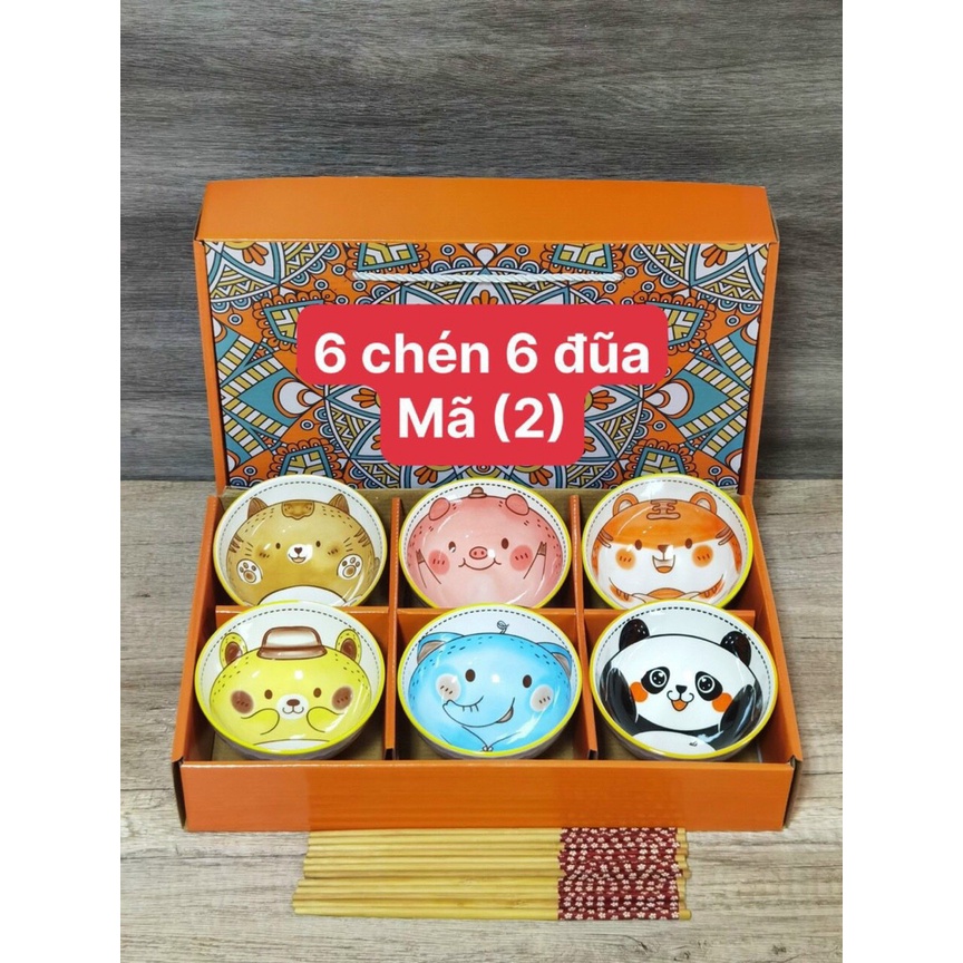 bộ 6 chén 6 đũa thú