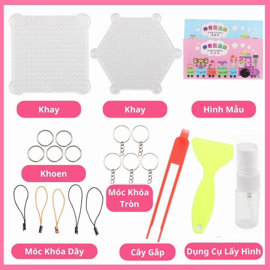 Xếp Hình Hạt Đậu Thần Kỳ Hạt Nhựa Xếp Hình Kết Dính Bắng Nước 1100 Hạt Phun Sương Sáng Tạo
