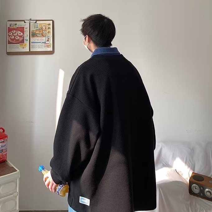 Mới Áo Sweater Cổ Polo Màu Trơn SweatShirts Đơn Giản áo sweater nữ Phong Cách Hàn Quốc áo sweater Nam Nữ