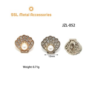 Set 10 cúc áo, nút áo kim loại thời trang mới hình vỏ sò đính cườm dành cho áo vest, áo sơ mi... JZL-052 12mm