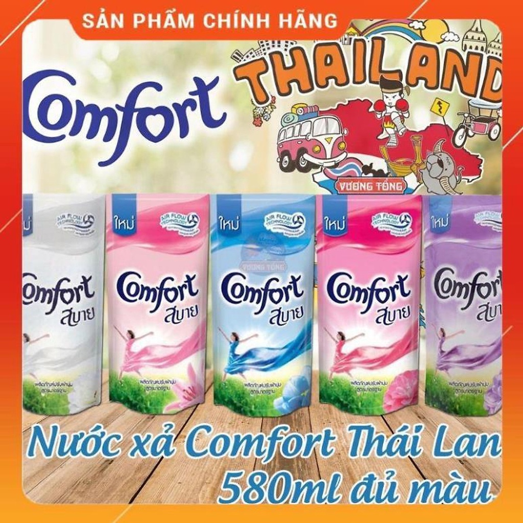 Combo 3 Túi Nước xả vải Comfor 580ml Thái lan, túi xả quần áo hương thơm quyến rũ dịu nhẹ cho da
