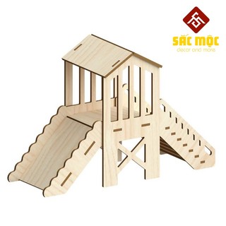 Sân chơi nhà cầu thang #25 gỗ lắp ráp cho chuột hamster size d24xr8xc16cm