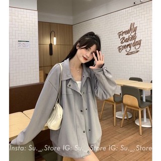 Áo khoác BOMBER da lộn cúc bấn Style Hàn Quốc