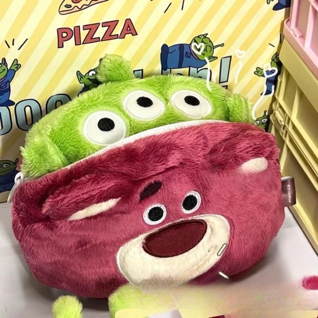 Túi Đựng Bút Mềm Mại Hai Mặt Sức Chứa Lớn Hình Chú Gấu / Dâu Tây Ba Mắt Dễ Thương Có Sẵn