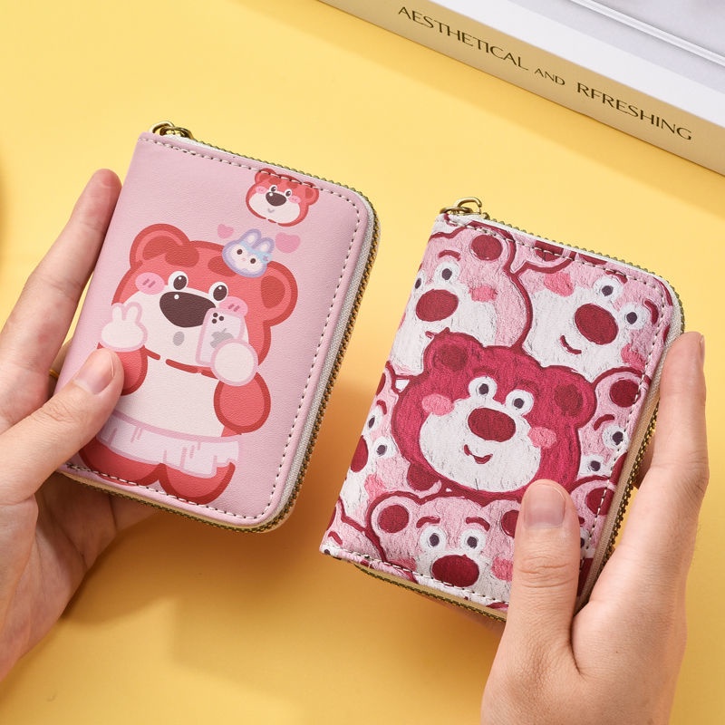 Ví Đựng Tiền Xu / Thẻ Siêu Mỏng Cỡ Lớn In Hoạt Hình Gấu Dâu Tây Dễ Thương
