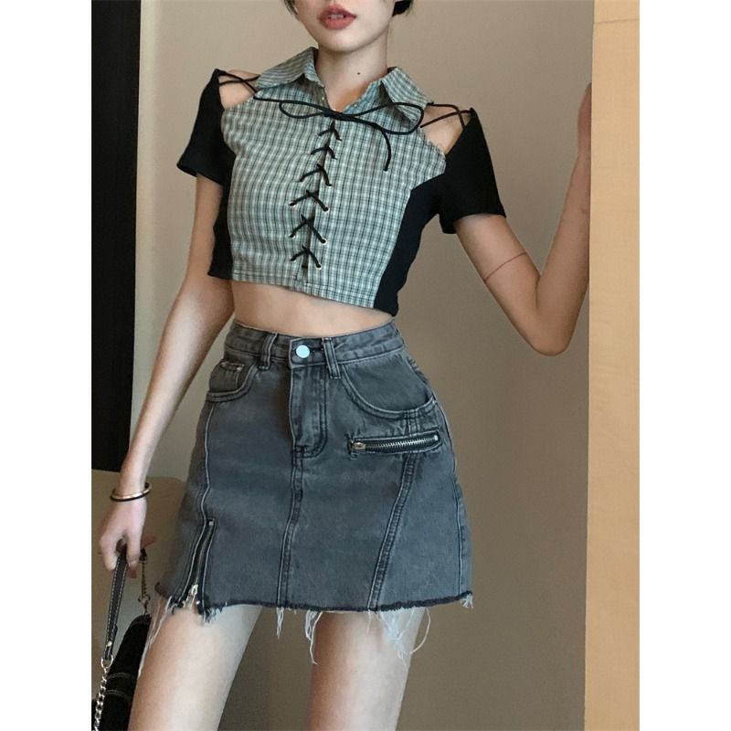 Áo croptop Tay Ngắn Thiết Kế Mới Năng Động Thời Trang Mùa Hè Dành Cho Nữ