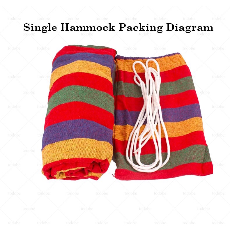 Võng Treo Cắm Trại Du Lịch Màu Cầu Vồng Dày Dặn Tiện Lợi