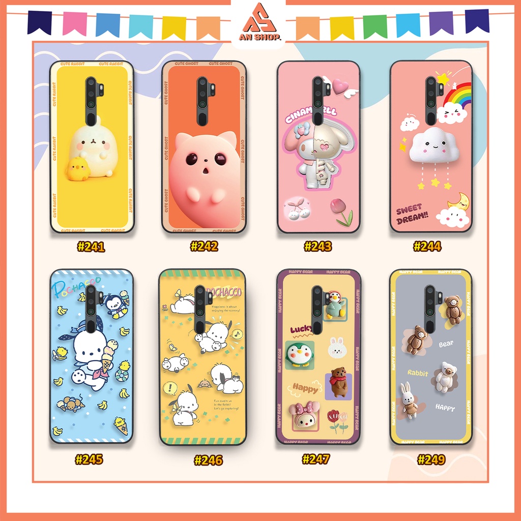 Ốp Oppo A5 2020 / A9 2020 In Bộ Hình 3D Bé Thỏ, Bé Chó Pochacco Ngộ Nghĩnh Đáng Yêu