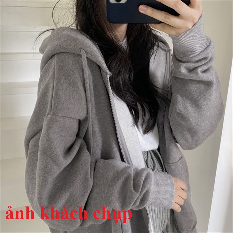 Áo khoác hoodie cardigan form rộng Unisex trơn 3 màu, nỉ - cotton, Thời trang nam nữ Thu - Đông 2022 | BigBuy360 - bigbuy360.vn