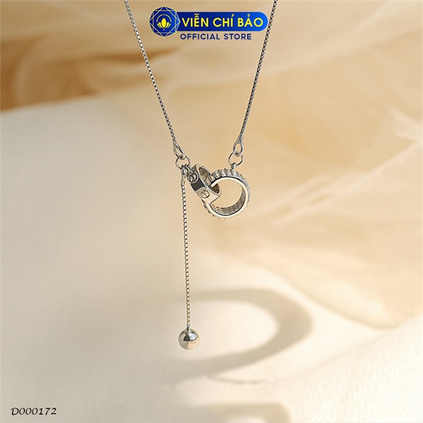 Dây chuyền bạc nữ tròn lồng charm bi chất liệu bạc 925 thời trang phụ kiện trang sức Viễn Chí Bảo D000172