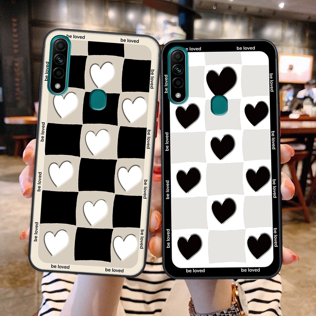 Ốp lưng Oppo A31 in hình tim, kẻ vuông mẫu mới CỰC XINH