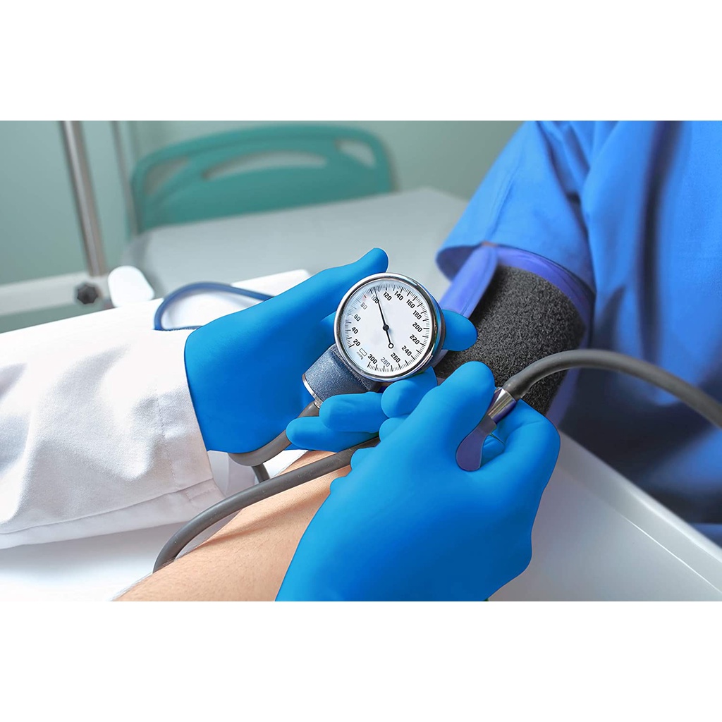 Găng tay y tế không bột màu xanh Nitrile hộp 100 cái Thái Lan