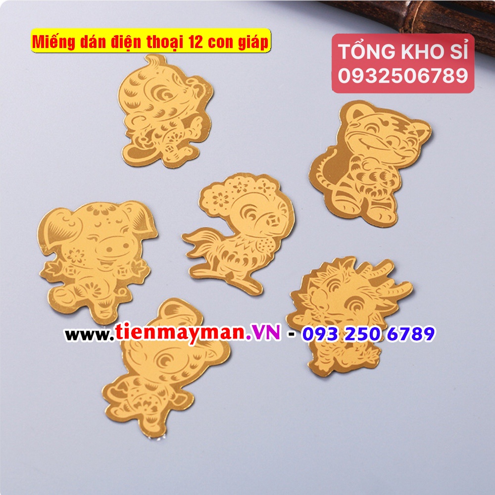 🌟FREE SHIP🌟 Miếng Dán Điện Thoại Thần Tài Vàng và Mèo Thần Tài Vàng Hút Tài Lộc , 12 Con Giáp Dùng Dán Điện Thoại