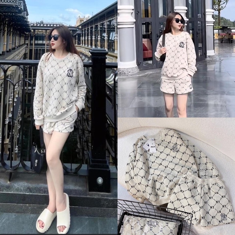 Bộ nỉ M.L.B áo dài tay quần đùi (kèm ảnh thật)