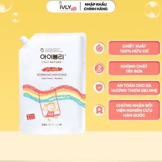 Nước giặt quần áo hữu cơ IVLY NATURE hương hoa sen và tinh chất tre dạng túi dung tích 1200ml nhập khẩu Hàn Quốc ivly006