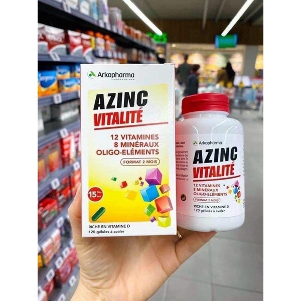 Vitamin tổng hợp Azinc Vitalite Arkopharma bổ sung vitamine, khoáng chất giảm stress, tăng đề kháng, multivitamin vit c