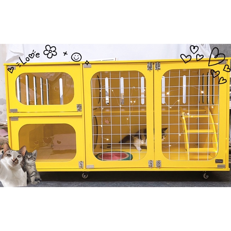 Nhà gỗ cao cấp xinh xắn, rộng rãi cho mèo có bánh xe di chuyển dễ dàng ( ib chọn màu)