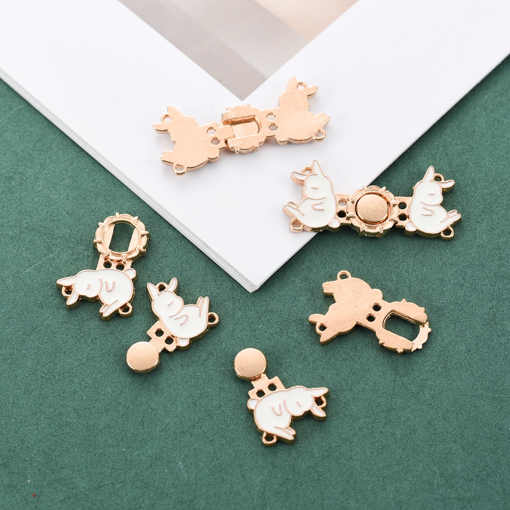 1 Cặp Nút Kim Loại Vô Hình Tháo Rời Được Hình Thỏ Hoạt Hình Phong Cách Cổ Điển Tự May Quần Áo / Váy