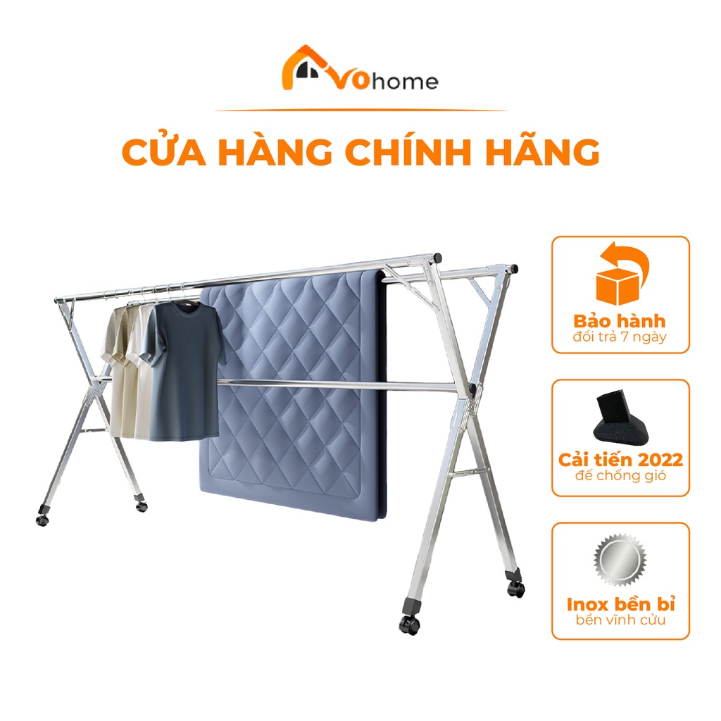Sào phơi quần AVOHOME chính hãng loại giàn phơi có bánh xe treo quần áo cho cả gia đình