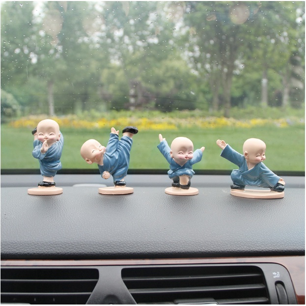 Mô Hình 4 Chú Tiểu KungFu, Decor Trang Trí Phòng Học, Làm Việc, Taplo Ô Tô