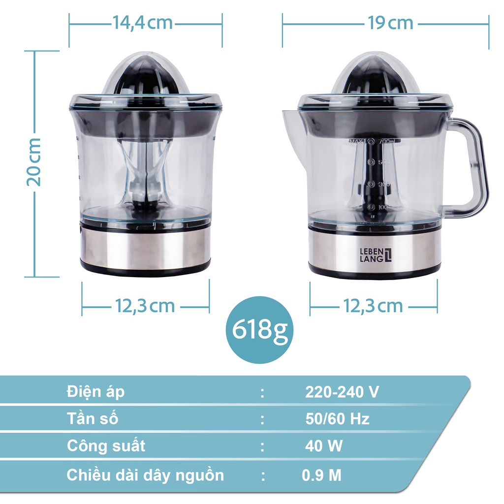 Máy vắt cam Lelenlang LB389 công suất 40W, bảo hành 2 năm
