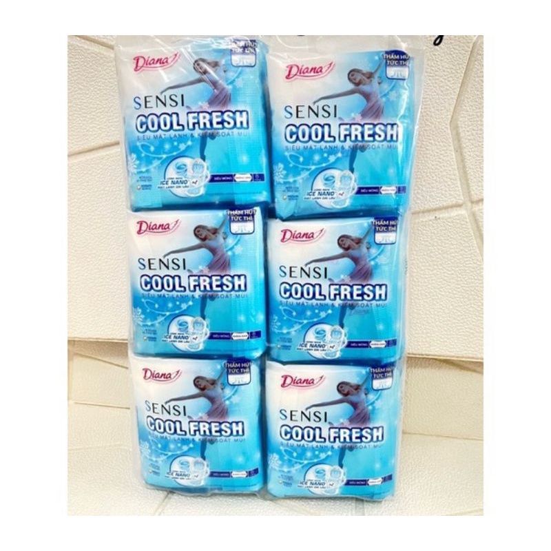 Bịch 6 gói băng vệ sinh sensi cool fresh siêu mỏng không cánh