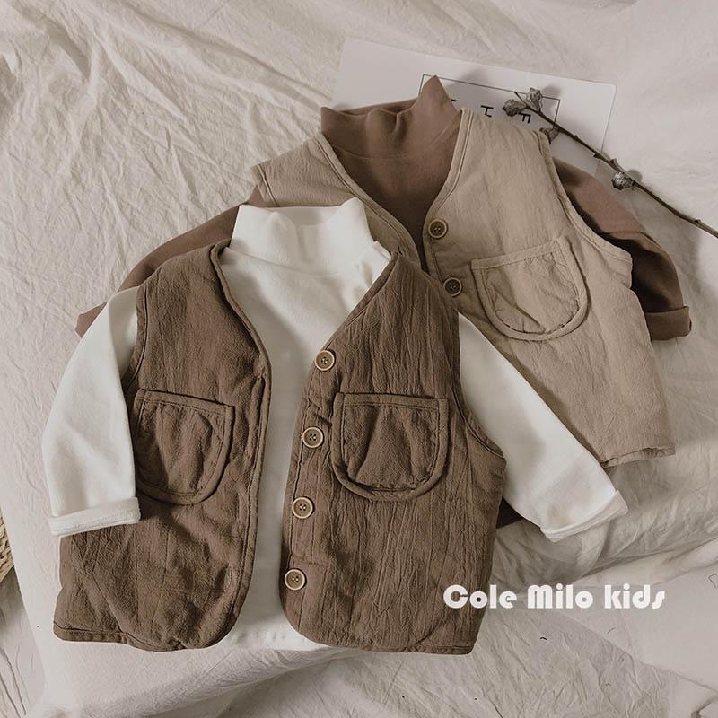[Babycat] Hàng Có Sẵn Áo Khoác Ghi Lê Cotton Lanh Phong Cách Retro Nhật Bản Hàn Quốc Thời Trang Thu Đông 2022 Dành Cho Bé Trai Bé Gái