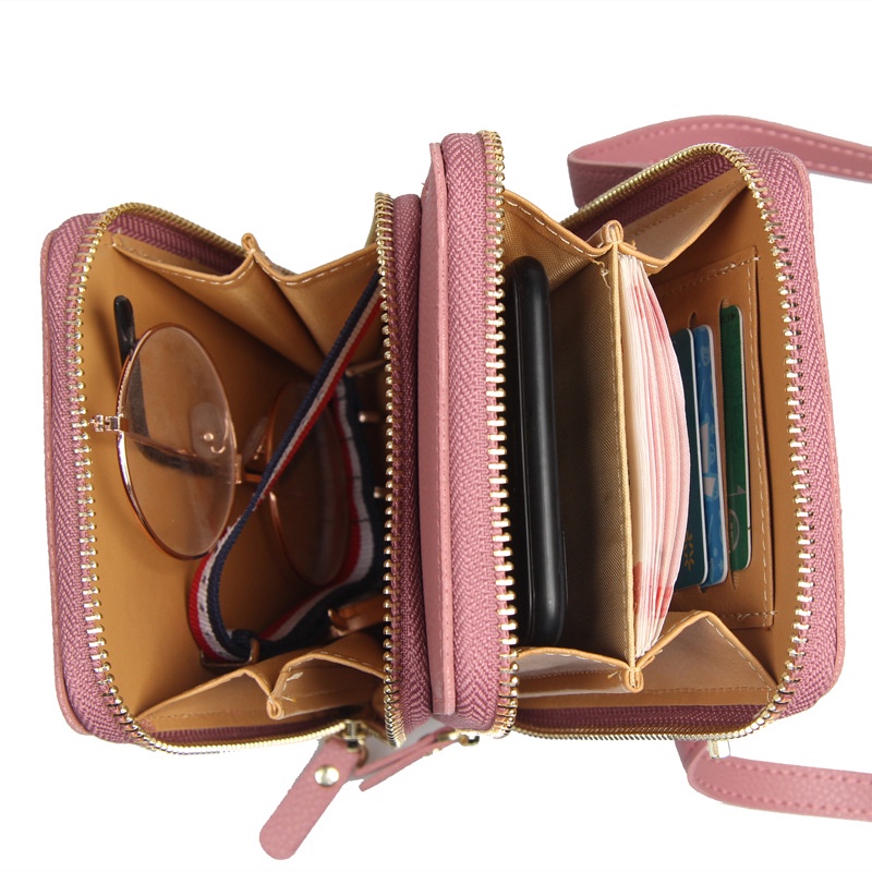 Túi Đeo Chéo Màu Trơn Sức Chứa Lớn Có Khóa Kéo Dành Cho Nữ