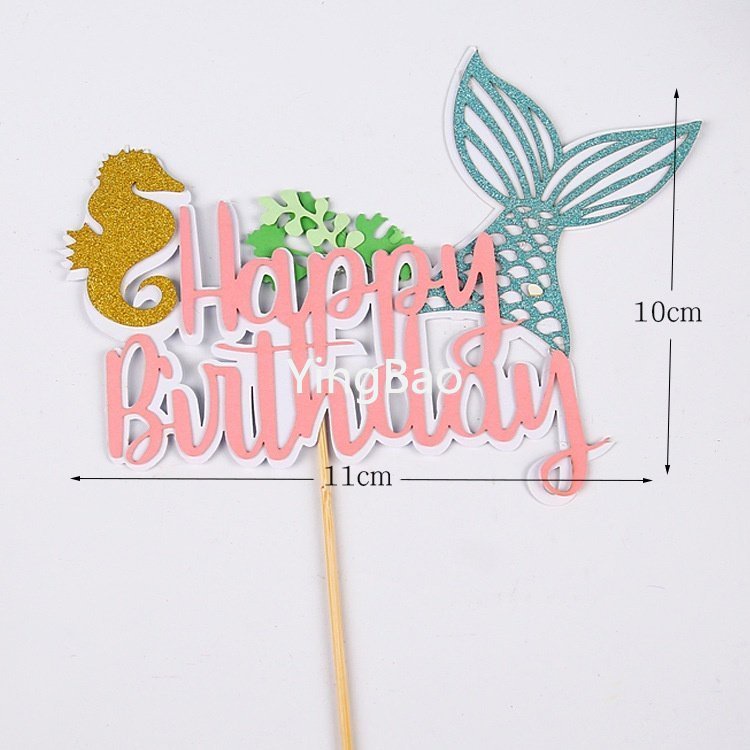 Topper Trang Trí Bánh Kem Hình Đuôi Nàng Tiên Cá