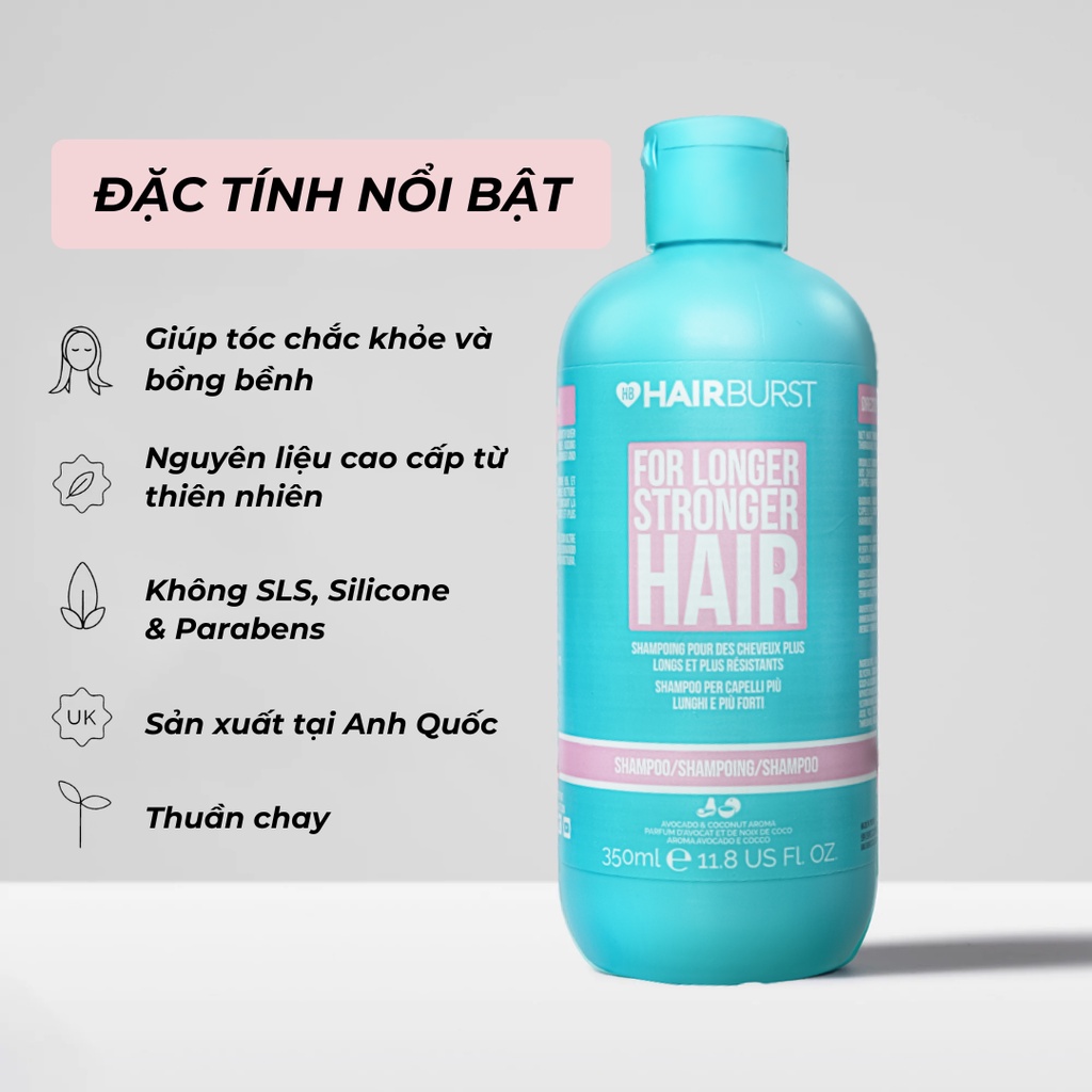 Dầu gội HAIRBURST hỗ trợ mọc tóc dài hơn chắc khỏe hơn 350ml/chai