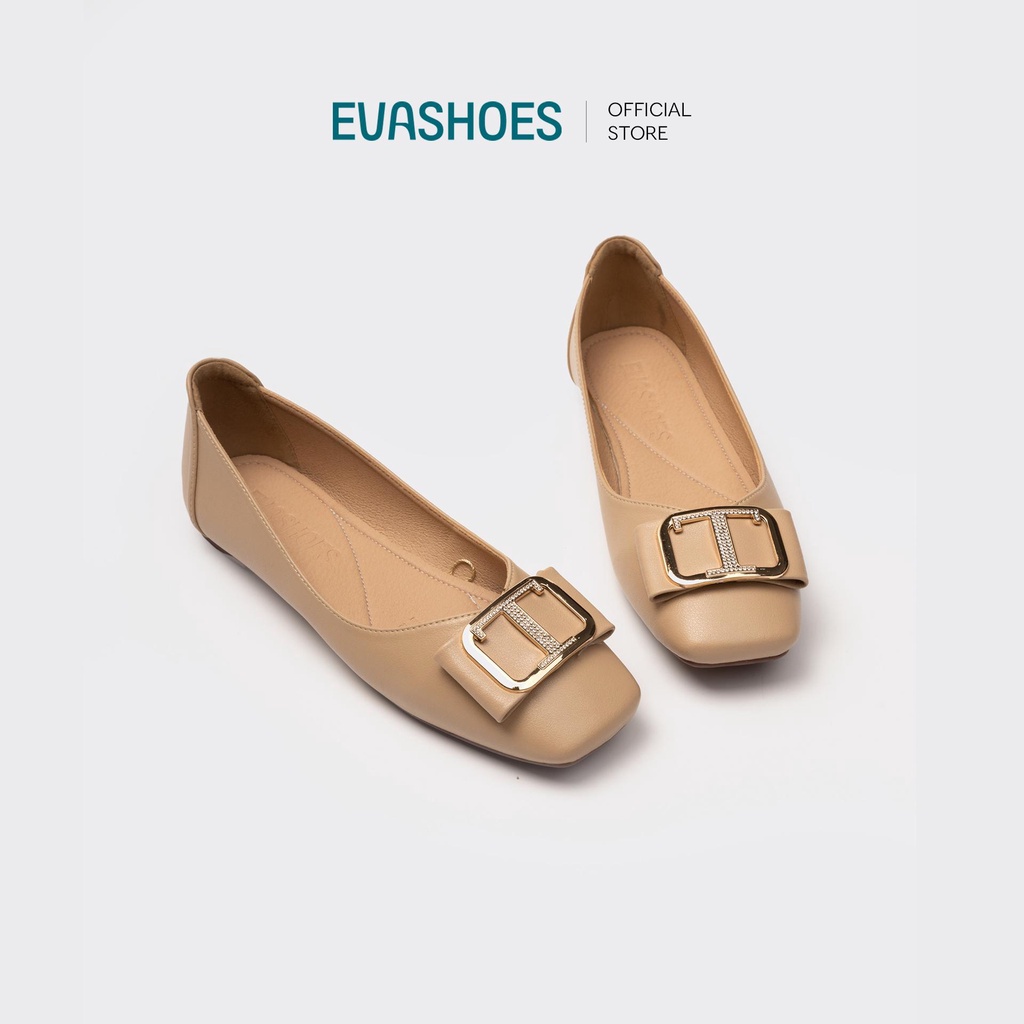 Giày Búp Bê Đế Bệt EVASHOES Mũi Tròn Đính Đá EVAE0010