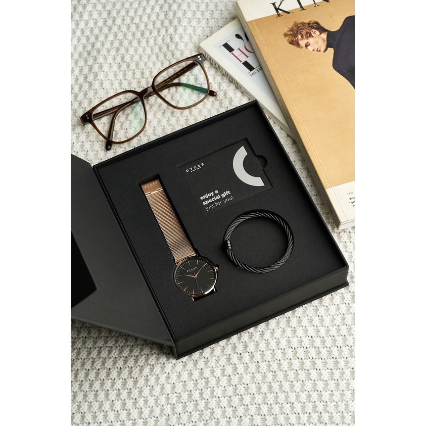 Gift box đồng hồ DYOSS nam/ nữ kèm vòng tay