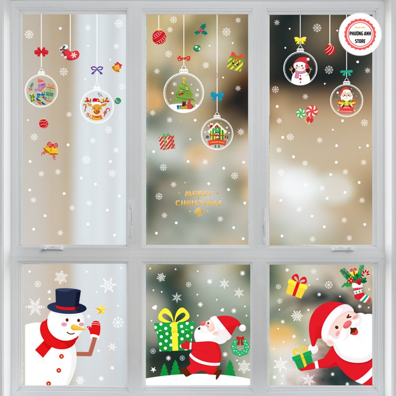 Decal noel 2023 nhiều mẫu sẵn keo dễ dàng bóc dính PASTORE
