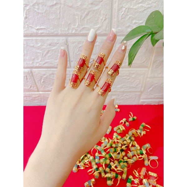 Nhẫn ngọc thạch vàng 6k