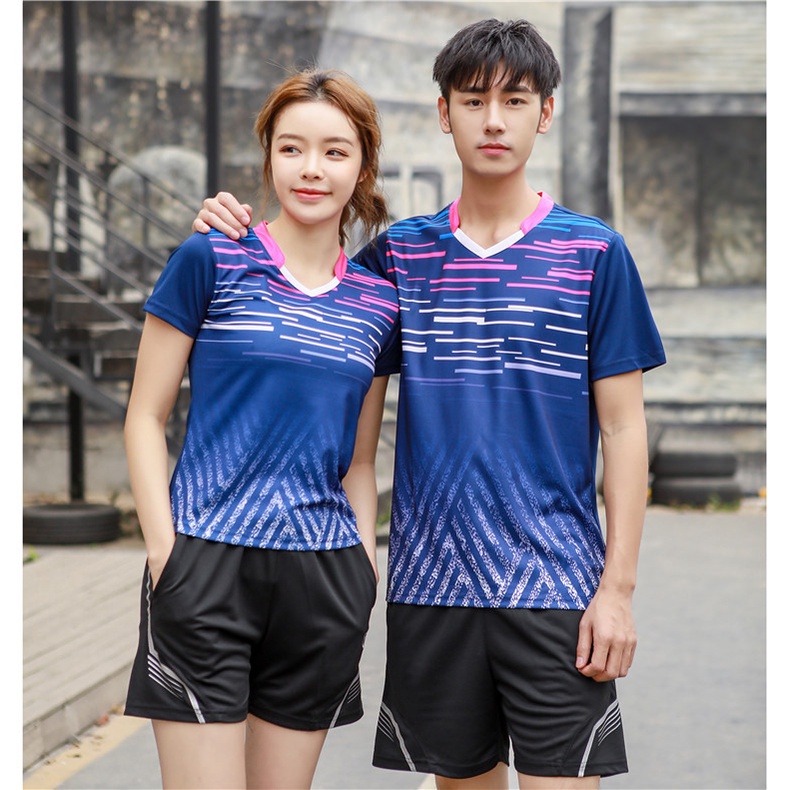 Bộ Quần Áo Thể Thao Tay Ngắn Thoáng Khí Nhanh Khô Cho Nam Nữ Chơi tennis Cầu Lông