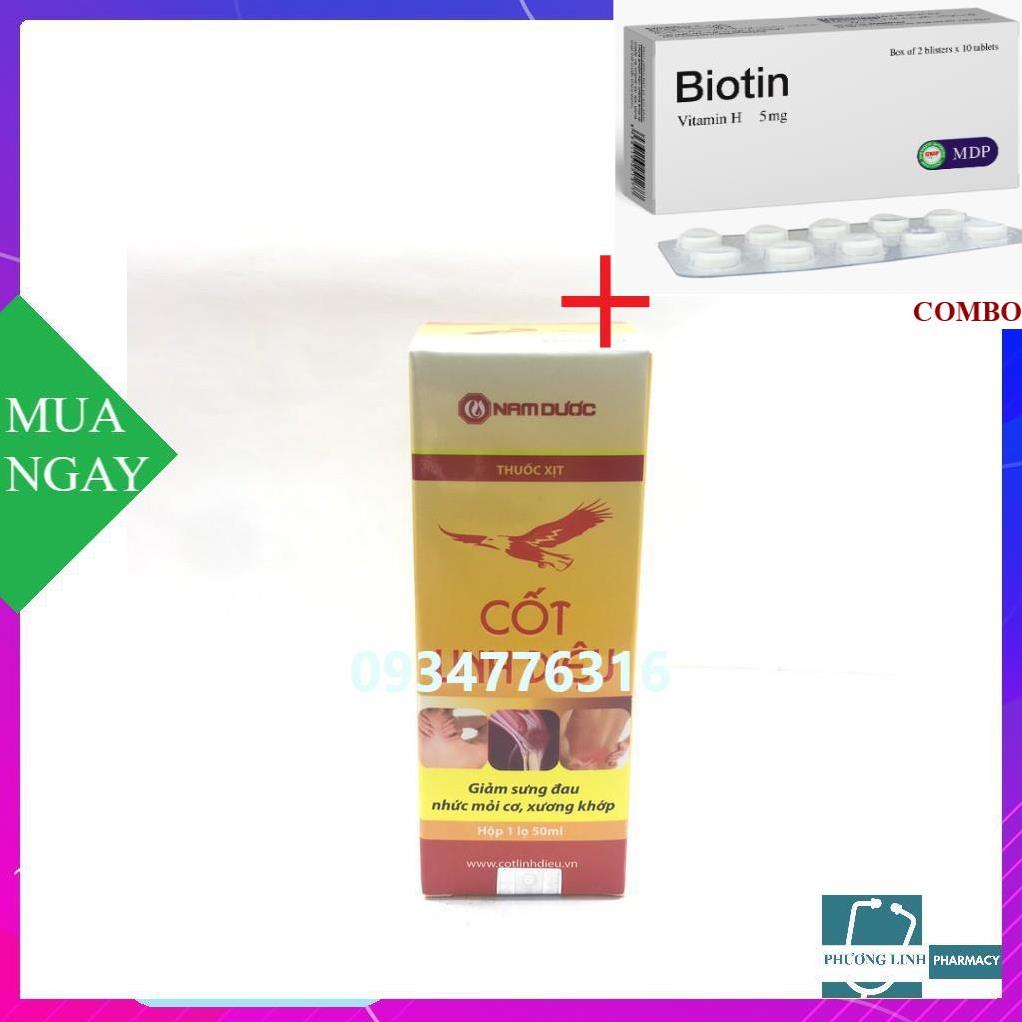Combo Biotin 5mg+ CỐT LINH DIỆU lọ 50ml